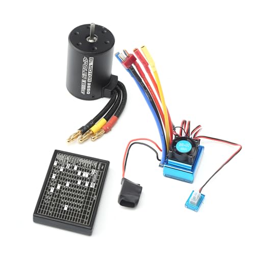 Brrnoo 3100KV RC-Motor für 1/10 RC-Autoboot, Direktverkabelung, Dual-Ball-Lagerdesign, Motor für 1/10 RC-Auto mit Niedriger Spannung Cut-Off-Erhaltung, Überwärmeschutz, (45A) von Brrnoo