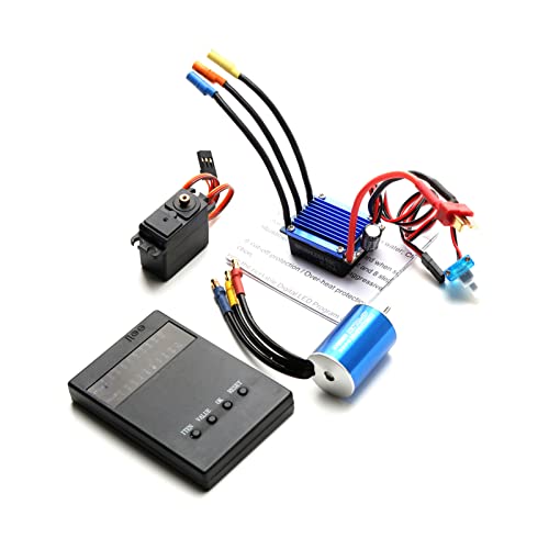 Brrnoo 3300KV Bürstenloser Motor mit Hohem Drehmoment, 25A ESC, Programmierkarte für Bürstenlosen Motor mit Universeller Passform, Ersatz für HSP Wltoys 1/16 1/18 RC Truck Car (4800 kV) von Brrnoo