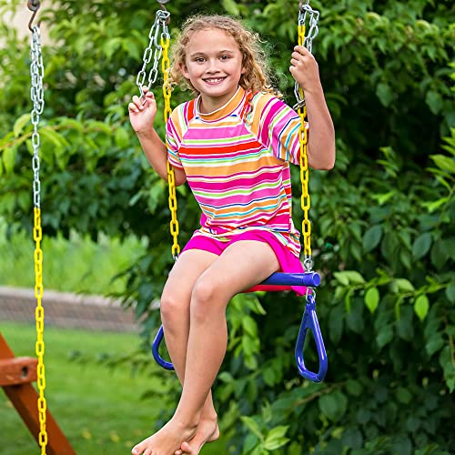 Brrnoo Baumschaukelsitz für, Trapezschaukelstange und Ringe, Robustes Spielplatzset mit 47'' Kunststoffbeschichteten Ketten und Karabinern, Einfacher Aufbau für Spaß Im Freien, Hält von Brrnoo