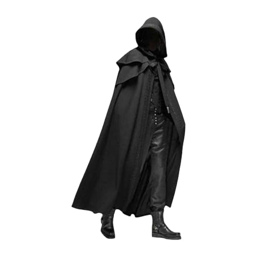 Brrnoo Halloween-Umhang mit Kapuze, Unisex, für Herren und Damen, Umhang, Einfarbig, Langer Umhang, Rolle, Cosplay, Kostüme, Oberbekleidung, Mittelalterlicher Gothic-Umhang, (L) von Brrnoo