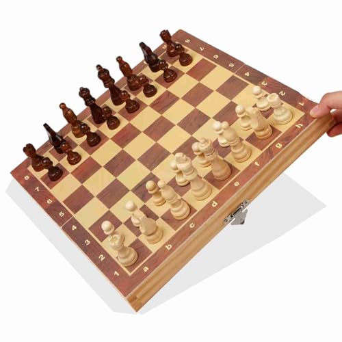 Brrnoo Magnetisches Schach- und Schachbrett-Set, Faltbares Design, Langlebiges Holzmaterial, 15,4 * 15,4 Zoll, Fördert Logisches Denken, für Zuhause, Schule, Reisen (39X39cm) von Brrnoo