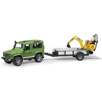 Bruder Profi-Serie Land Rover Defender, Einachsanhänger, JCB Mikrobagger und Bauarbeiter von Bruder