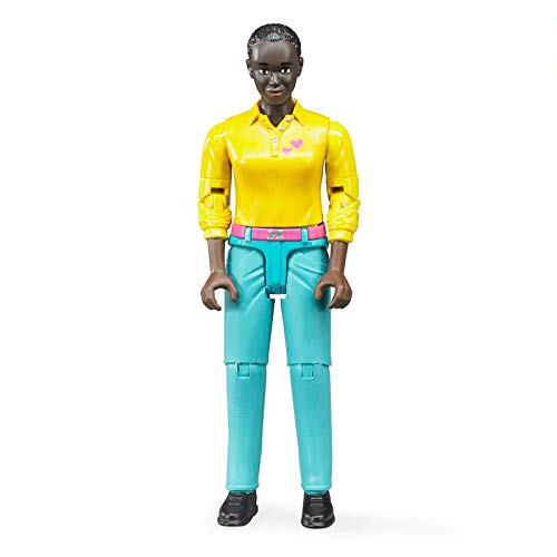 Bruder 60404 Minifigur-bworld Frau mit dunklem Hauttyp und türkiser Hose, Mehrfarbig von bruder