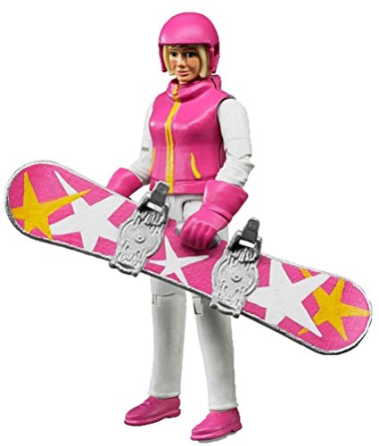 bruder 60420 - Snowboardfahrerin mit Snowboard, Helm, Handschuhen - 1:16 Winter Sportlerin bworld Figur Spielzeug Skifahrer Frau von bruder