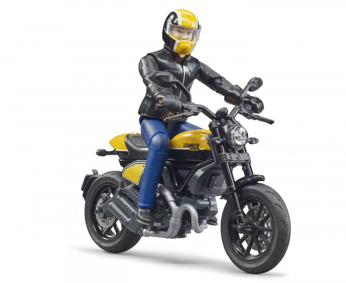 Bruder Ducati Scrambler Full Throttle Motorrad mit Fahrer von Bruder