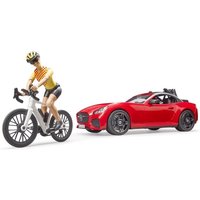 Bruder - Roadster mit 1 Rennrad und Radfahrer von Bruder