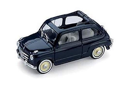 Fiat 600 1a Serie umwandelbares Dach offen 1956 Dunkelblau 1:43 Modell R248-06 von Brumm