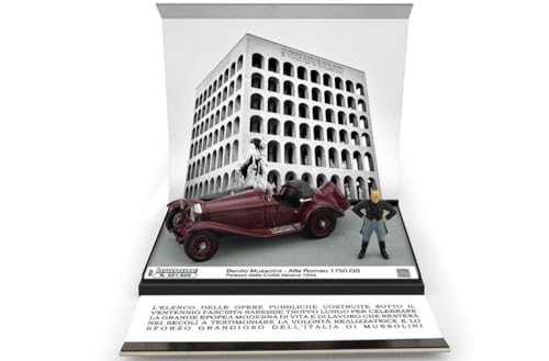 Modell in Maßstab, kompatibel mit Alfa Romeo 1750 GS Benito Mussolini EUR Palazzo della Civilta '1940 1:43 BRUMM BMAS37C von Brumm