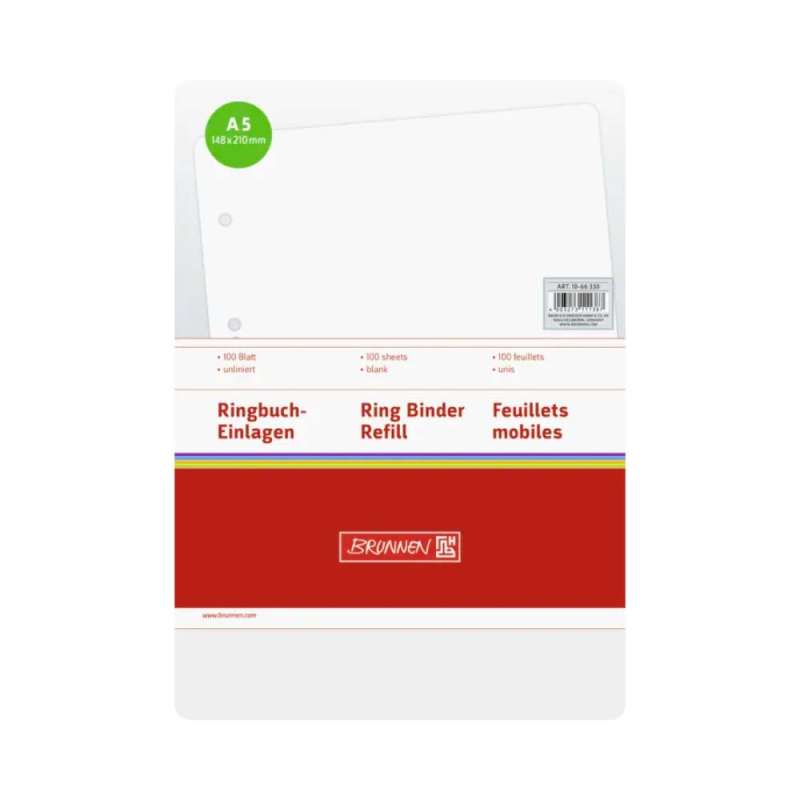 BRUNNEN Ringbucheinlagen, Lineatur blanko, Format A5, Blatt Anzahl 100 Blatt BRUNNEN Ringbucheinlagen, Lineatur blanko, Format A5, Blatt Anzahl 100 Blatt von Brunnen
