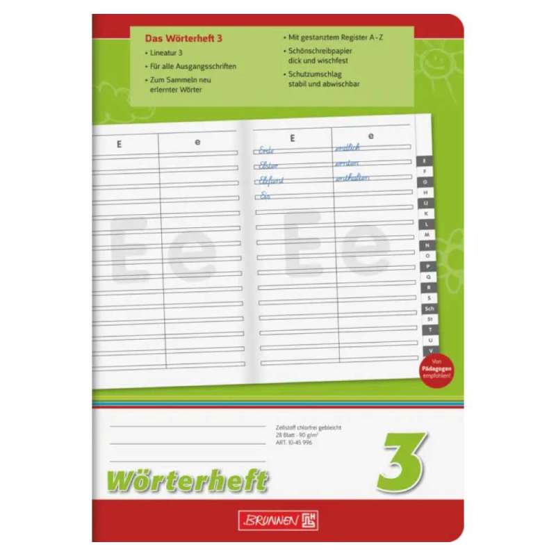 BRUNNEN Wšrterheft, Lineatur Lineatur 3 liniert, Format A5, Blatt Anzahl 28 Blatt BRUNNEN Wšrterheft, Lineatur Lineatur 3 liniert, Format A5, Blatt Anzahl 28 Blatt von Brunnen