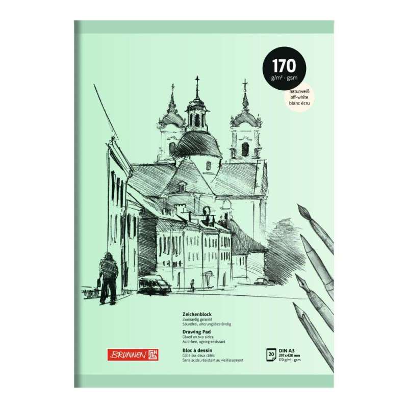 BRUNNEN Zeichenblock, Format A3, Blatt Anzahl 20 Blatt, Papierqualität 170 g/m² BRUNNEN Zeichenblock, Format A3, Blatt Anzahl 20 Blatt, Papierqualität 170 g/m² von Brunnen