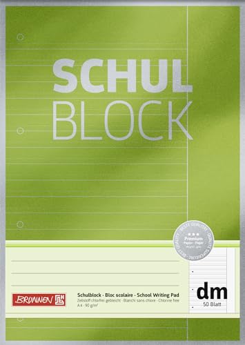 Brunnen 1026367172 10X Schulblock A4 Lin dm 50Bl Premium von Brunnen