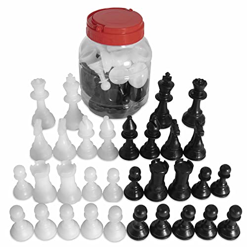 Standard Staunton Schachmann-Eimer, 8,9 cm hoch, komplettes Set mit 32 schwarzen und weißen Schachfiguren, ersetzt alte oder verlorene Teile, solides, gegossenes Kunststoff-Set in praktischer Standard Staunton Schachmann-Eimer, 8,9 cm hoch, komplettes Set mit 32 schwarzen und weißen Schachfiguren, ersetzt alte oder verlorene Teile, solides, gegossenes Kunststoff-Set in praktischer von Brybelly