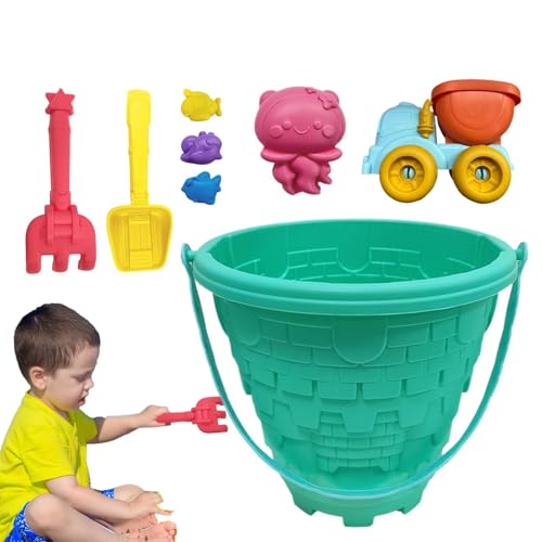 Beach Sand Toys Kit, Beach Bucket Spade Set, Portable Sandbox Castle Supplies, Lightweight Compact Versatile Ideal for Toddler, Kids, and Family, 8.07x8.86x7.48 Inches von Bsbkoj