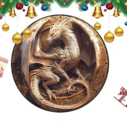 Bsbkoj 3D Dragon Puzzle | 150 Pieces Mechanical Dragon Wooden Puzzles,Unique Shape, Wood Crafts, Learning and Educational Toys, Adults Jigsaw Puzzles for Women Men von Bsbkoj