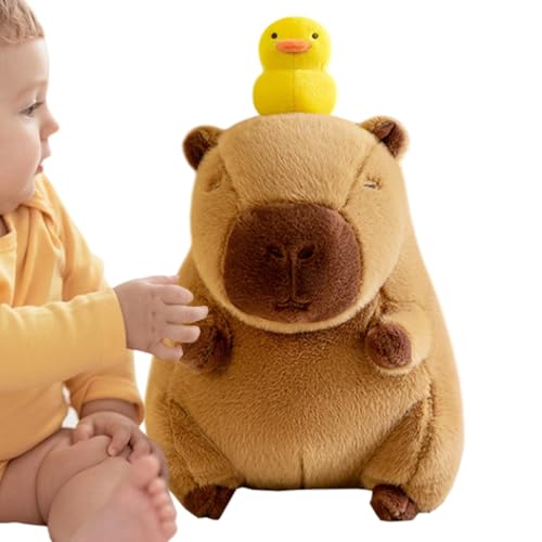 Bsbkoj Cute Capybara Plüsch, Capybara Soft Plüschpuppe, getuftetes Capybara Spielzeug, Plüsch-Kapybara mit Duck, Capybara Puppe, weiches Capybara-Tuch, Plüschtier Capybara Tier, Cuddly Capybara Plüsch von Bsbkoj