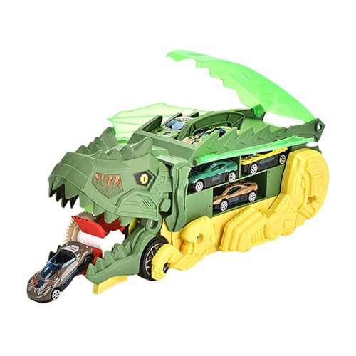 Bsbkoj Dinosaur Car Carrier Truck, Transport Engineering Car Toy, Transformation Track Carrier Truck for Kids, Includes 6 Small Alloy Vehicles, Learn About Dinosaurs While Playing von Bsbkoj