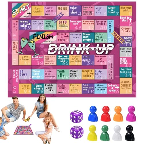 Bsbkoj Fun Drinking Games for Adults, Leather Mat Drinking Board Game, Adult Party Games Interactive, Game Night Drinking Games, Birthday Party Drinking Games, Interactive Adult Games with Drinks von Bsbkoj