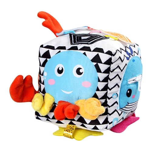 Bsbkoj Interactive Toddler Activity Cube | Plush Toy with Rattles for Fine Motor Skills | Engaging Preschool Supplies for Road Trips and Life Skills Development at Home von Bsbkoj