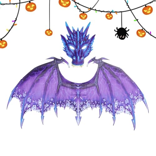 Bsbkoj Kids Dragon Kostüm, Dress-Up Dinosaurier-Kostüm, Set für Erwachsene, Drachengesichtsmaske und Wing Kit, Cosplay-Requisiten für Halloween, Masquerade Festival oder Schule Play Events von Bsbkoj