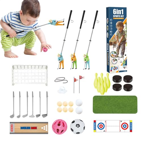 Bsbkoj Kids Golf Set, 6-1 Outdoor Golf Game, Children's Toy Putting Ball Set, Multi-Function Sports Play for Parent-Child Activities, Club Length: 27.17 inches von Bsbkoj