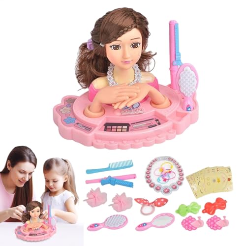 Bsbkoj Kinderpuppenkopf für Haarstyling, Girl's Doll Head Makeup Hairdressing Kit, Lernspiel für Geburtstag, Thanksgiving, Weihnachten, Kindertag von Bsbkoj