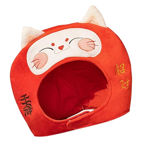 Bsbkoj Lucky Cat Kopfbedeckung, Maskerade Plüsch Kopfbedeckung, Halloween Katze Kopfbedeckung, Lustige Plüsch Kopfbedeckung, Lucky Cat Kostüm Hut, Katze Maskerade Kopfbedeckung, Bequeme Katze von Bsbkoj