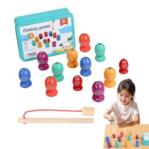 Bsbkoj Magnetic Fishing Game, Wooden Fine Motor Skill Toy, Baby Fishing Games, Sensory Activity for Preschool, Indoor Plaything and Classroom Learning Fun, Childrens, Mixed Color Bsbkoj Magnetic Fishing Game, Wooden Fine Motor Skill Toy, Baby Fishing Games, Sensory Activity for Preschool, Indoor Plaything and Classroom Learning Fun, Childrens, Mixed Color von Bsbkoj