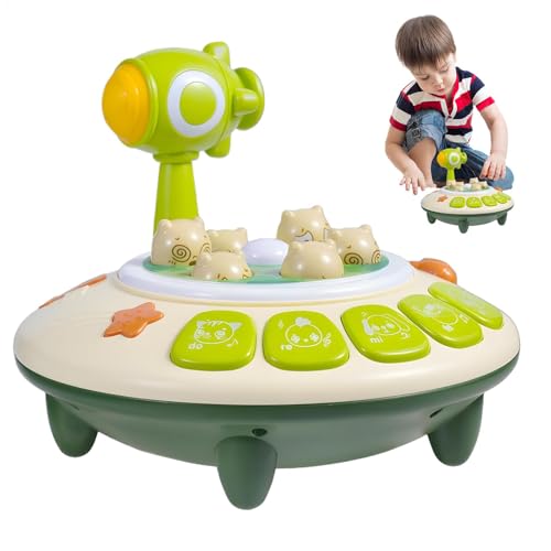 Bsbkoj Multifunction Pounding Game, Cartoon Flying Saucer Game, Interactive Whack Game with Hammer, Sound and Light Reaction Game, Kids Reaction Time Training Game, Whack Flying Saucer Game von Bsbkoj