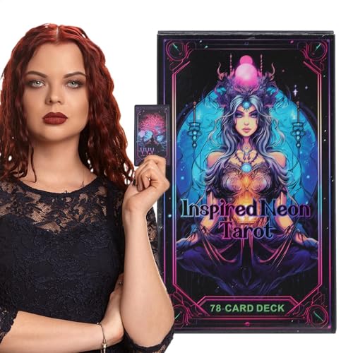 Bsbkoj Reusable Tarot Oracle Cards, 78-Piece Neon Oracle Deck for Beginners, 4.13x2.48 Inches English Fortune Telling Game for Holiday and Family Party Entertainment von Bsbkoj