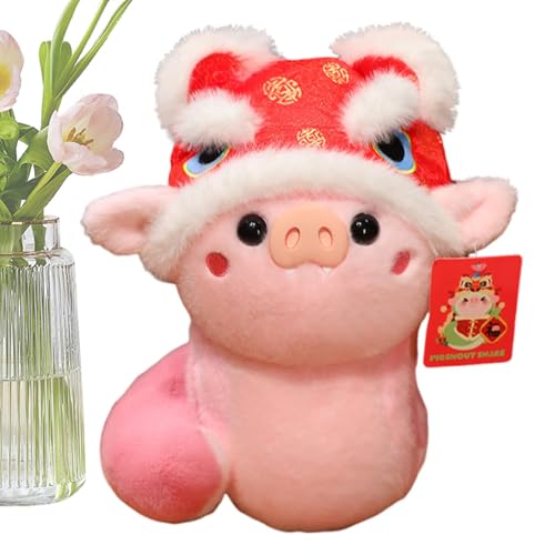 Bsbkoj Snake Stuffed Animal, Standing Plush Mascot Doll, Chinese New Year 2025, Lion Hat, Year of The Snake, Spring Festival Decoration, 9.84x9.84x11.81 Inches, Pink Green von Bsbkoj