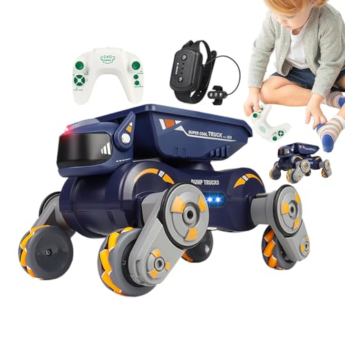 Bsbkoj Stunt Car, Mechanical Stunts Dog with Remote Control, Creative Sensing Stunt Robot Toy Light Spray and Music Features Ideal for Boys and Girls, 11.02x7.09x4.53 inches von Bsbkoj