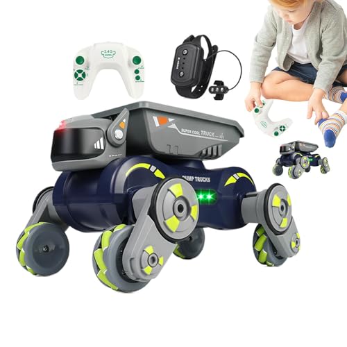 Bsbkoj Stunt Car, Mechanical Stunts Dog with Remote Control, Creative Sensing Stunt Robot Toy Light Spray and Music Features Ideal for Boys and Girls, 11.02x7.09x4.53 inches von Bsbkoj