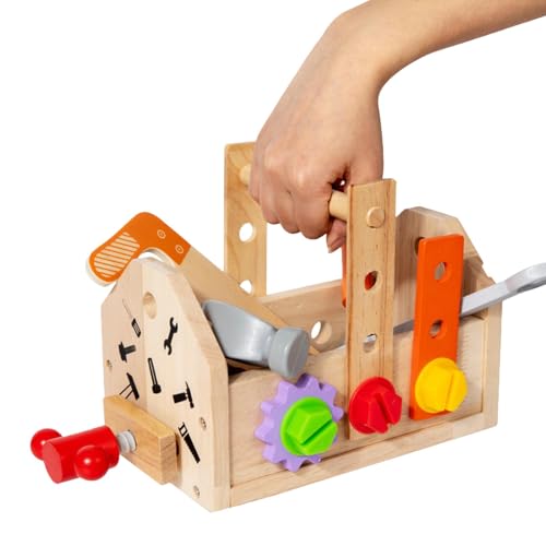 Bsbkoj Toddler Lernspielzeug für Kinder, kreatives Werkzeug-Set für Kinder, Fun Toolbox mit Konstruktionstools, Engaging Building Toys für Kleinkinder und junge Kinder, 9,25 x 5,31 x 5,12 Zoll von Bsbkoj