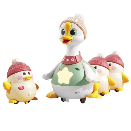 Bsbkoj Walking Duck Toys für Kinder, interaktives Crawling Toys, Swinging Walking Toys, Entwicklungsspielzeug für Kinder, Light Up Duck Family Toy, Lernspielzeug für 6-12 Monate von Bsbkoj