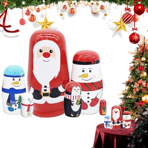 Bsbkoj Weihnachten Russische Nesting Puppen Holz Russische Puppen Set Handgemachte Russische Nesting Puppen Holz Nesting Puppen Weihnachten Souvenir Puppen Russische Puppen Weihnachten Nesting von Bsbkoj