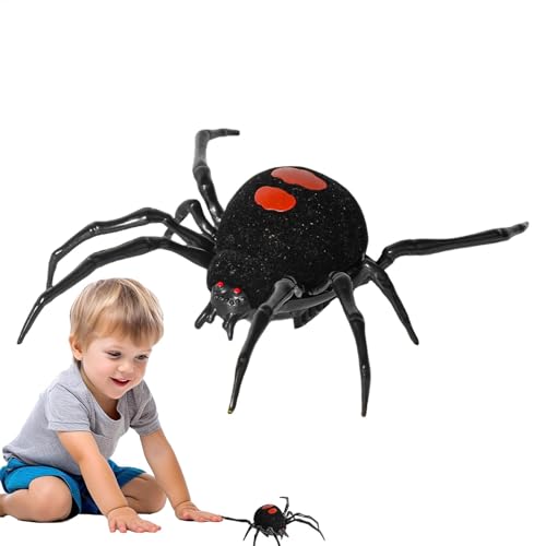 Crawling Black Spider, Realistic Walking Simulation Toy, 4.72x3.94 Inches, Interactive Fake Animal Pranks, Indoor Bored Cat Companion, Funny Gag Gift for Kids and Adults von Bsbkoj