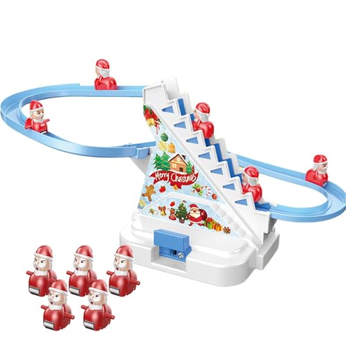 Electric Santa Claus Climbing Ladder Christmas Doll Battery-Powered Electric Track Slide Roller Coaster Playset Ideal for Winter Holiday Decor Fun for New Year and Christmas Celebrations von Bsbkoj