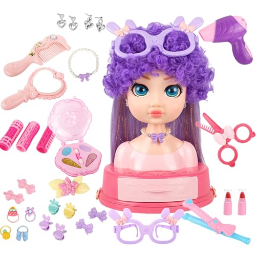 Hair Styling Doll Head, 31-Piece Salon Makeup Beauty Set, Pretend Play Hairdressing Practice Mannequin with Accessories for Toddler Kids Age 3+ Indoor Entertainment Gift Hair Styling Doll Head, 31-Piece Salon Makeup Beauty Set, Pretend Play Hairdressing Practice Mannequin with Accessories for Toddler Kids Age 3+ Indoor Entertainment Gift von Bsbkoj