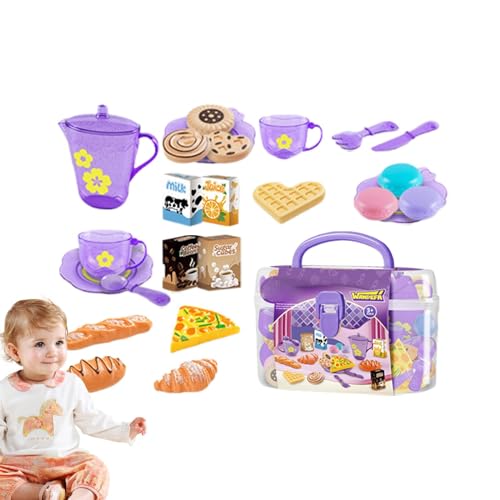 Kids Kitchen Playset, Toddler Cooking Set with Toy Food, 7.68x4.92x4.53 Inches Portable Playsets Storage Case, Pink/ Green/ Purple Daycare Play Kitchen for Home, Daycare Center von Bsbkoj