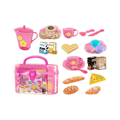 Kids Kitchen Playset, Toddler Cooking Set with Toy Food, 7.68x4.92x4.53 Inches Portable Playsets Storage Case, Pink/ Green/ Purple Daycare Play Kitchen for Home, Daycare Center von Bsbkoj