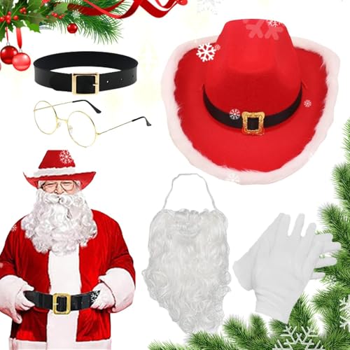 Kids Santa Kostüm, Outfit für Kinder, Holiday Kostüm für Kinder, Red Cowboy Hat For Kids, Christmas Dress Up Kostüm, Santa Beard Wig, Christmas Photo Prop Kostüm, Holiday Fun Kostüm F von Bsbkoj