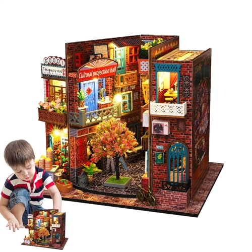 Miniature Dollhouses Kit, Small House Decor, 9.84 X 8.27 X 7.99 Inches, Illumination Wooden Dollhouses, Furniture and Led Light, Miniature Houses for Family, Friends von Bsbkoj