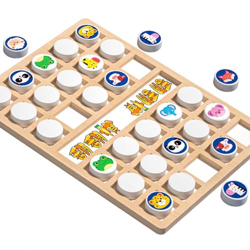 Niedliches Tier-Matching-Spiel für Kinder, niedliches Tier-Memorizing Board Toy, frühes Lernspiel, Engaging Wooden Animal Matching Chess, lustiges Spiel für Kinder 3+, interaktiv von Bsbkoj