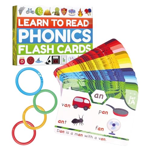 Phonics Sight Words Flash Cards, Sound Recognition with Vowels, 4.8x3.6 Inches, Digraphs, CVC Blends, Long Vowel Sounds, Educational Game for First, Second Grade von Bsbkoj