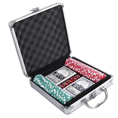 Poker Chips Set, Grade Poker Kit with Aluminum Case, 7.87x2.76x2.36 Inches/ 8.07x8.07x2.76 in Professional Card Game Chips for Texas Hold’em, Blackjack, Club Tournaments von Bsbkoj