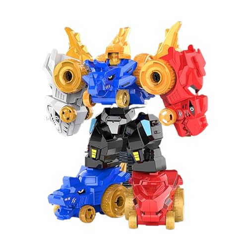 Robot Dinosaur Action Figures, STEM Toy Robot Dinosaur Action Figures, 5-in-1 Transformable Dinosaur Car Figures with Connectors, Perfect Birthday for Creative Kids von Bsbkoj