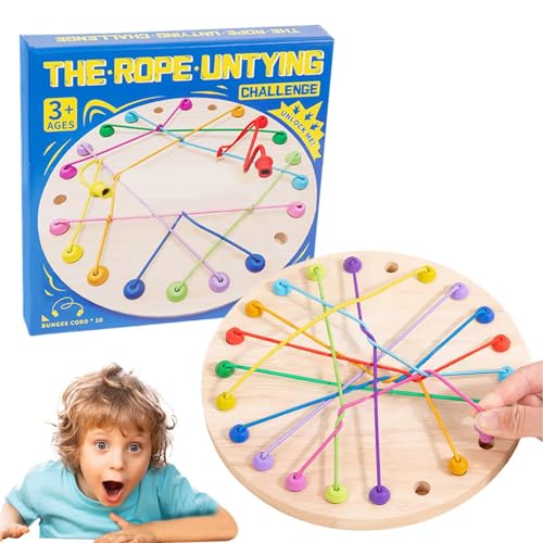 Rope Puzzle Game, Interactive Untying Challenge, Portable Lightweight Educational Lacing Untangling Strategy Toy for Kids and Adults, 8.74 Inches, Multicolor von Bsbkoj