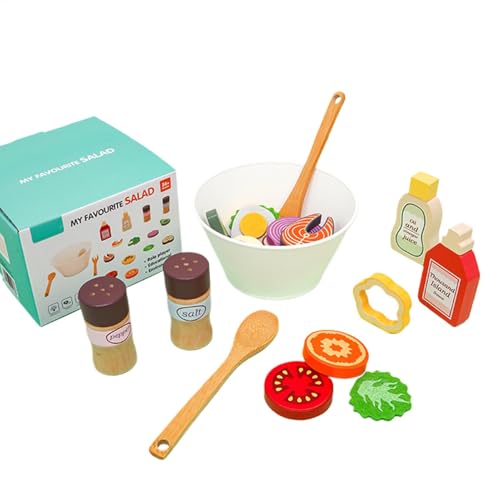 Salad Kitchen Toy, Holzobst Vegetable Spielset, Lernspiel für Lebensmittel, Pretend Salad Ingredients, gesundes Eating Toy Set, Pretend Food, Spielzeug Obst und Gemüse, Kinder gesund von Bsbkoj