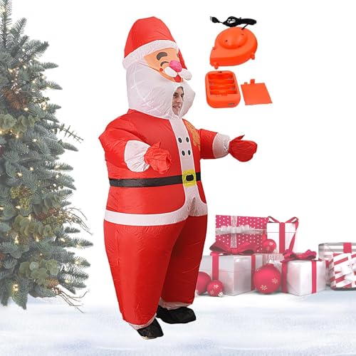 Santa Claus Blow Up Kostüme, Aufblasbare Weihnachtsmann-Kostüme, Unisex Blow Up Weihnachtskostüm für Erwachsene, Lustige Feiertagsrequisiten für Cosplay und festliche Outfits für Weihnachtsfeiern von Bsbkoj